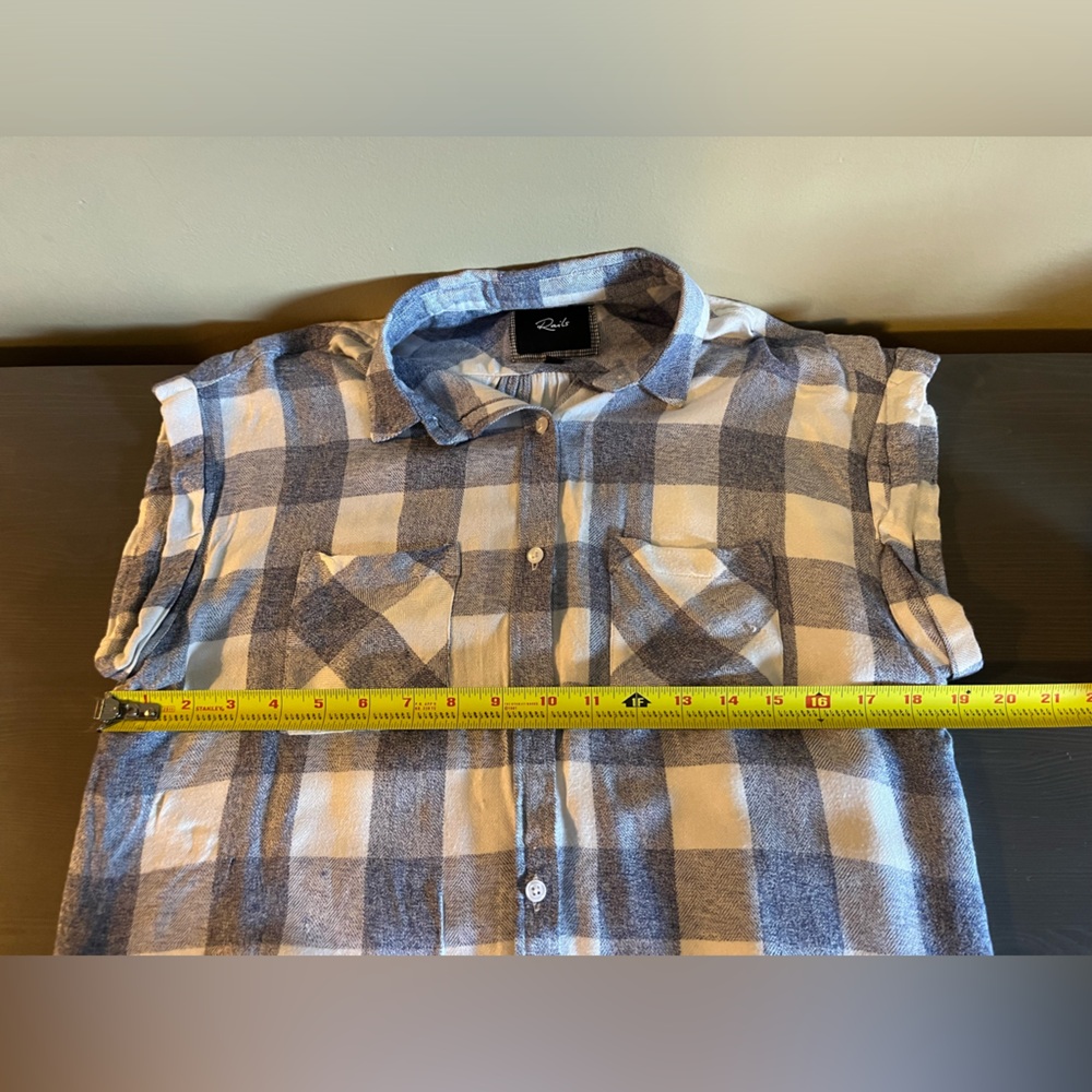 Rails Checkered Cuff Sleeve Button Down Shirt - image 6